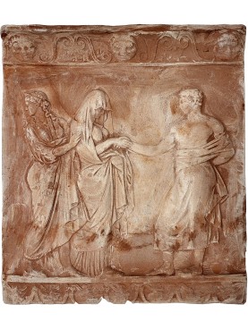 ORPHEUS AND EURYDICE terracotta basrelief