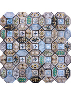 Campanian Renaissance majolica panel diamonds and squares