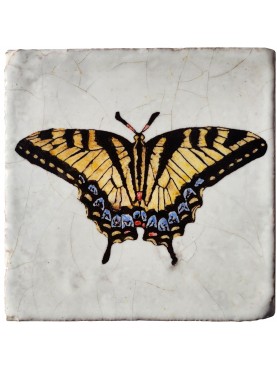 Butterfly Papilio Machaon (Linnaeus, 1758) majolica tile