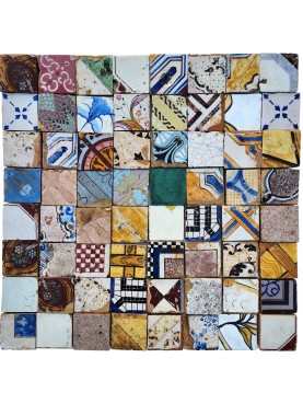 10x10 cms cutted old majolica tiles mixed