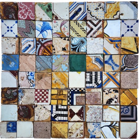 10x10 cms cutted old majolica tiles mixed