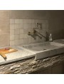 Minimalist sink white Carrara marble with iron support