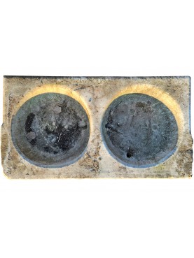 ancient Sink in white Carrara marble - two holes
