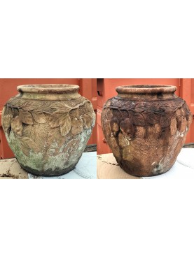 ancient original pair of Cachepot in Neapolitan terracotta