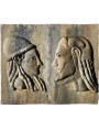Due volti etruschi - bassorilievo in terracotta
