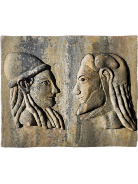 Due volti etruschi - bassorilievo in terracotta