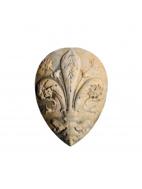 Coat of arms with Florentine lily in patinated terracotta