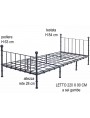 Wrought iron bed 220 X 90 cm bamboo series with high headboard