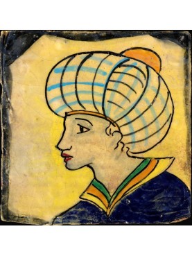 Sicilian tile reproduction young Islamic man