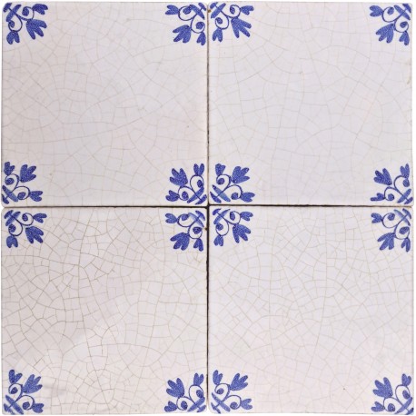 Delft tiles with small flowers on the corners