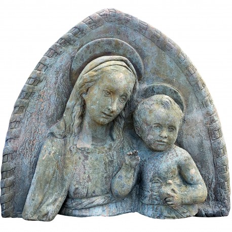 scudo con Madonna in terracotta col Bambino