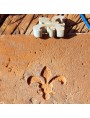 Terracotta tile with Florentine marble Lily