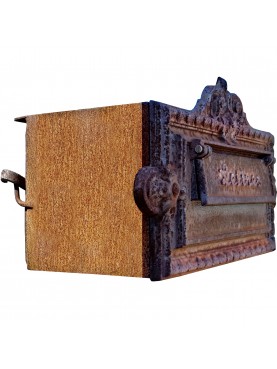 Cast iron front with customized iron box behind