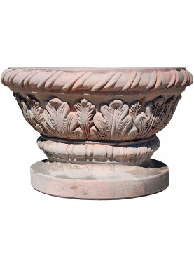 RENAISSANCE pillar vase with acanthus leaves light patina