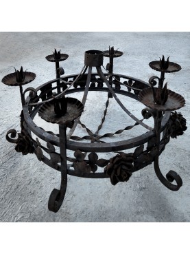 Neo-gothic 6 Candles forged iron Ø 84 cm