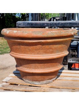Ancient Tuscany Basin Ø84cm in scratched terracotta