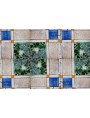 Antique tile serpentine marble and cobalt blue squares