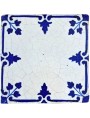 Antique white aluminum oxide tile with cobalt blue leaves