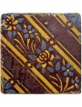 Panel with 14 antique tiles brown manganese, cobalt blue and ocher FRATELLI MAZZEO