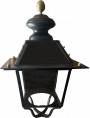 three-quarter Tuscan iron lantern with pine cone and lower support