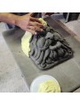 This is the phase in which the "rubber", the silicone mold, is cast