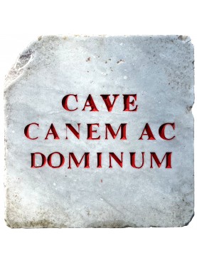 CAVE CANEM AC DOMINUM - white Carrara marble tile -ROMAN STYLE