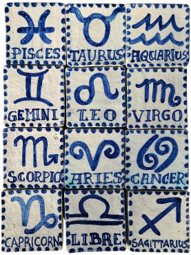 Panel zodiac signs white and light blue