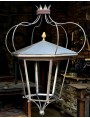 Lanterna da giardino H. 90 cm in ferro antica foggia Toscana rinascimentale con cappellotto esagonale - ancora al grezzo