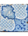 Antica piastrella di maiolica blu cobalto e bianco siciliana