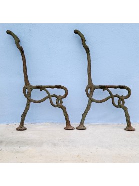 Gambe originali di antica panchina in ghisa - ramaglia
