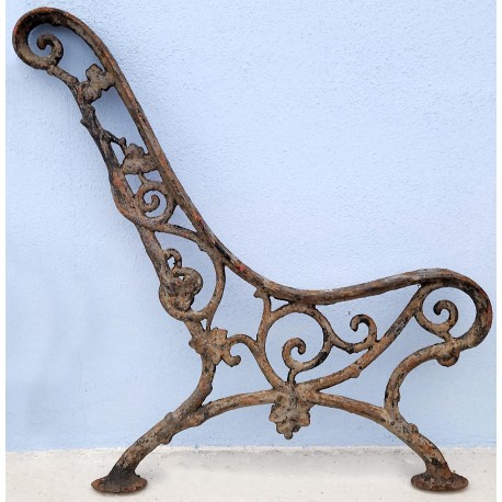 Original legs of ancient cast iron benches - with vegetal shoot