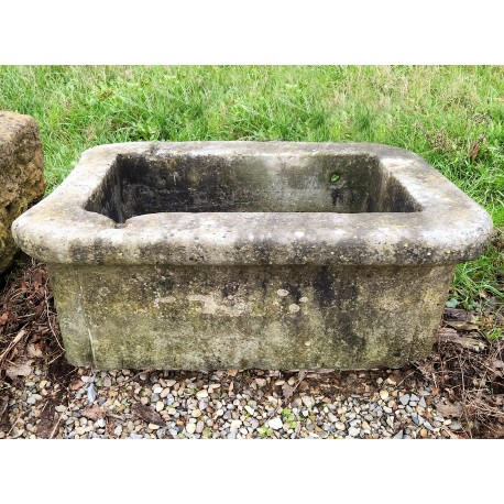 Large ancient rectangular Apuan marble garden tub