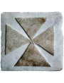 Antique tile in white Carrara marble with Maltese cross in high relief