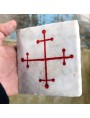 Antique tile in white Carrara marble with engraved Pisan cross