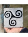 Ancient tile in white Carrara marble with Triskcles