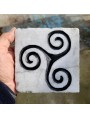 Ancient tile in white Carrara marble with Triskcles