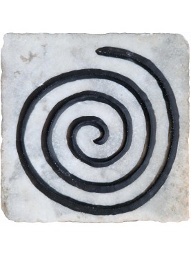 Ancient tile in white Carrara marble with the SPIRAL
