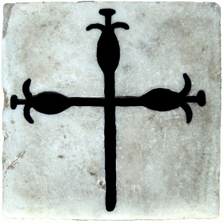 The cross of the Baptistery of Volterra on ancient tiles