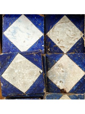 Ancient majolica tile - cobalt blue and aluminum oxide