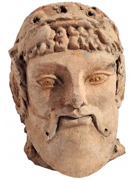 Fufluns Dionisio Bacco Etrusco testa in terracotta