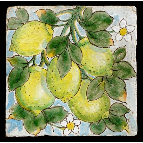 Maiolica tile with lemons