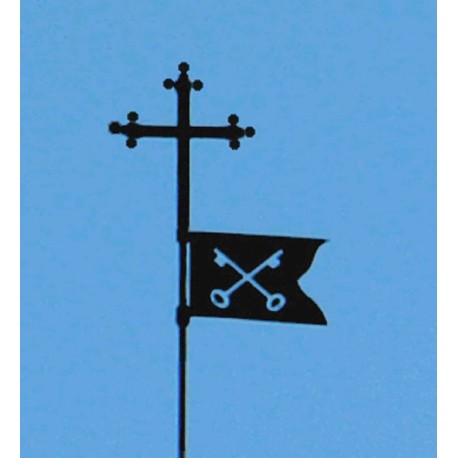 Iron Pisa Cross with flag