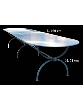 Iron table 400 X 120 CM porcinai THREE LEGS - GLAZED