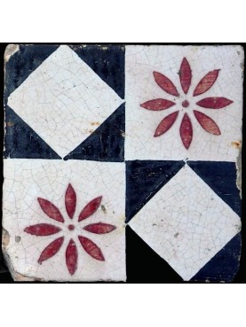Red and manganese majolica tile