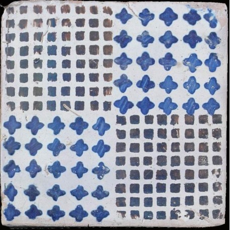 Blue and manganese majolica tile