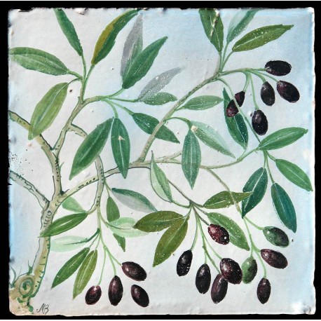 Tralci d'olivo - piastrelle maiolicate