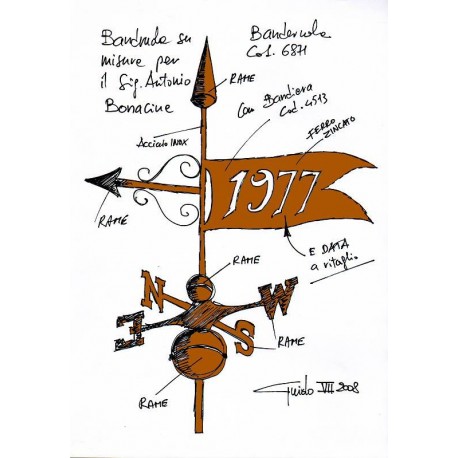 Sketch of the weather vane available with date on request