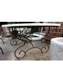 Great oval white Carrara marble and forged iron table