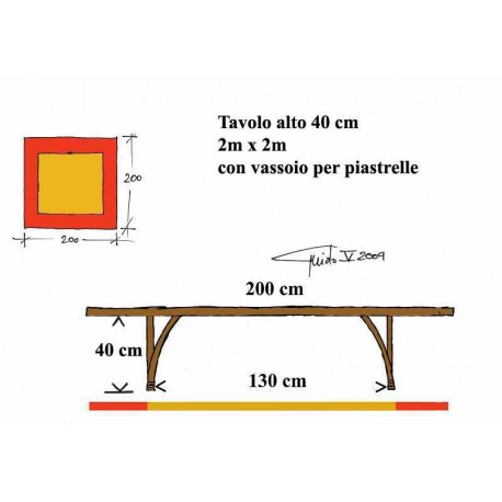 Square table 200 x 200 cm
