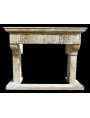 Bellavigna's limestone fireplace with two rosettes